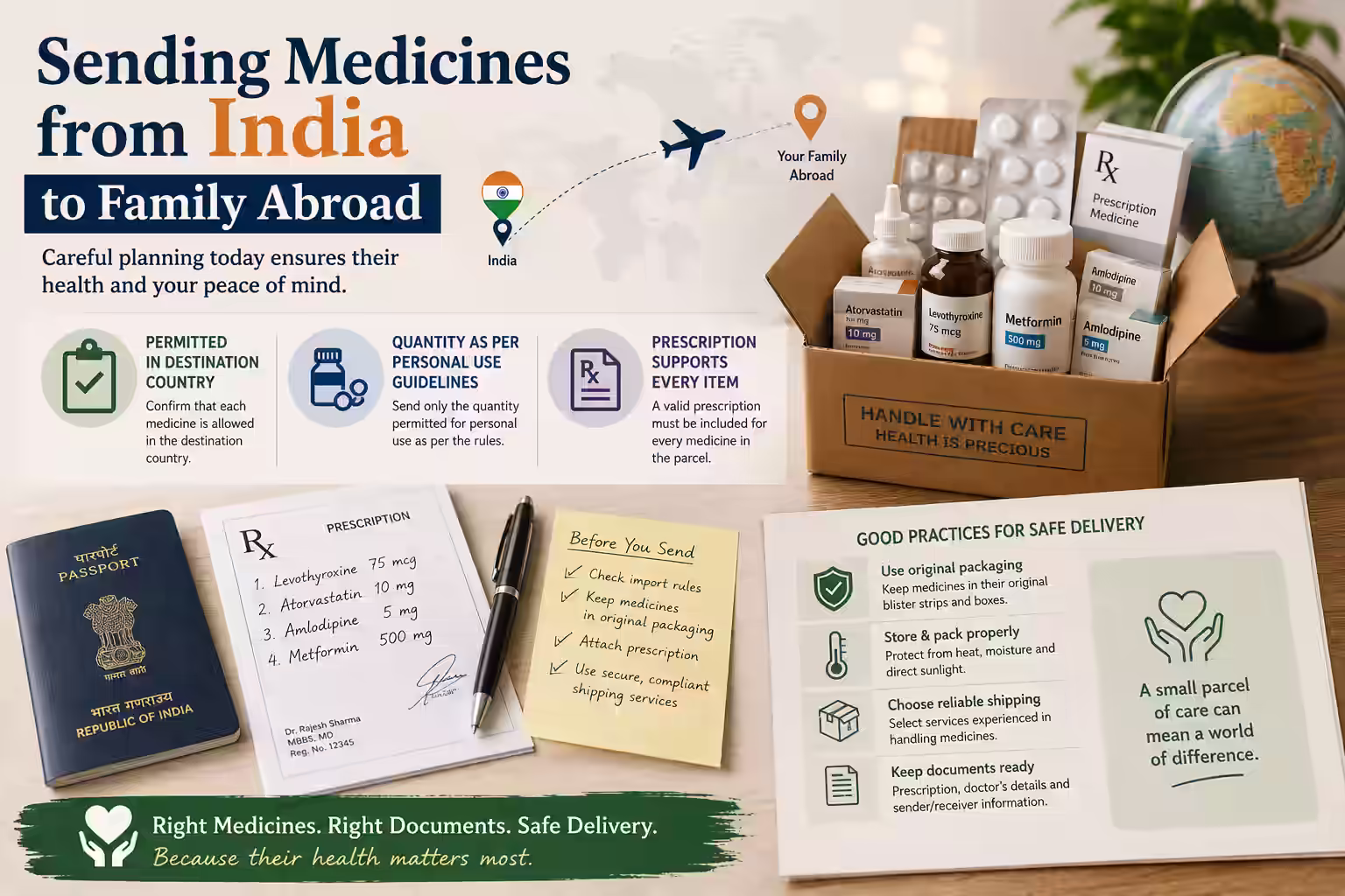How to Send Medicines Internationally from India – Rules, Prescription & Courier Guide