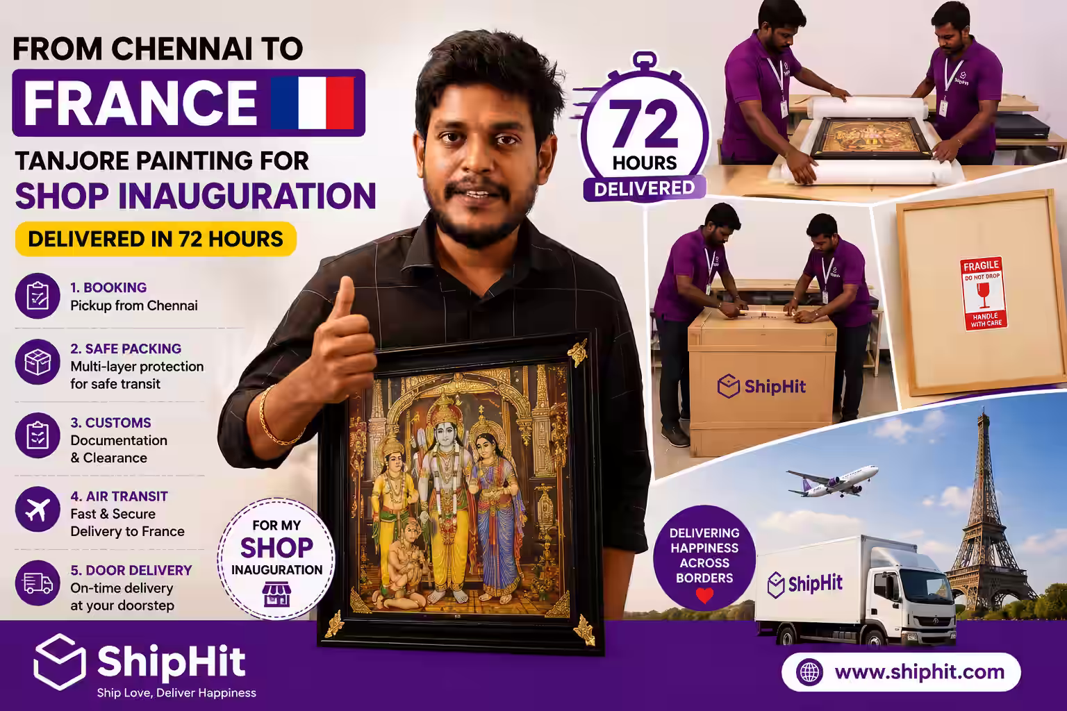 How to pack and ship a Tanjore painting abroad safely with ShipHit